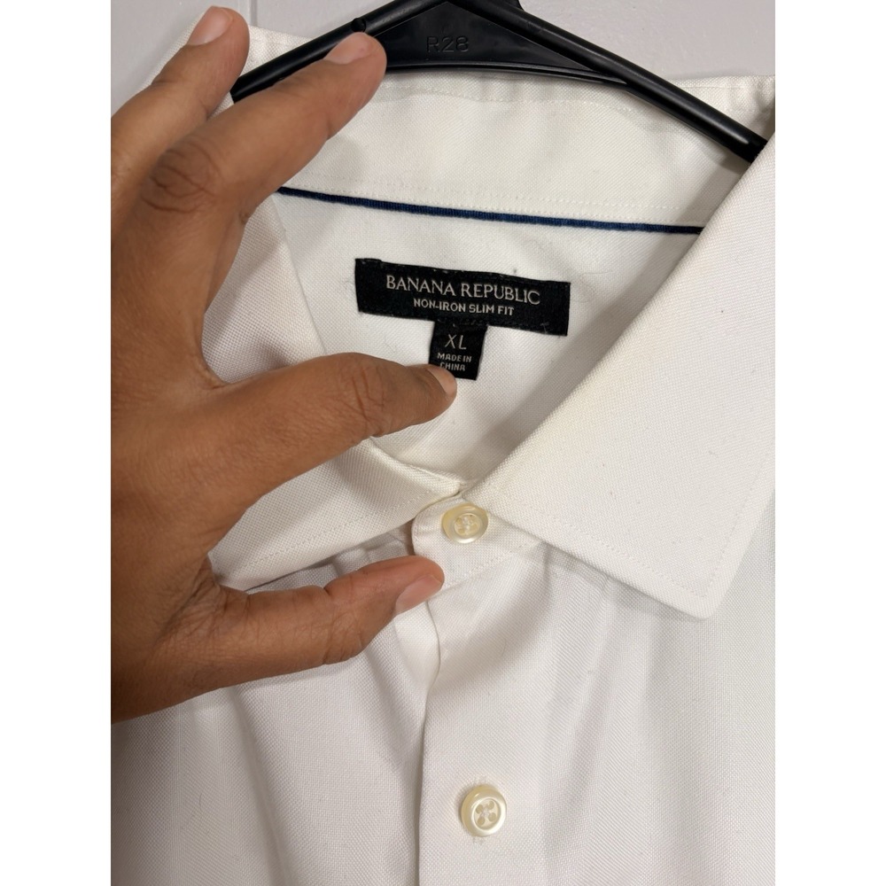 Banana Republic Slim Fit Shirt Mens Sz XL Blue White Checker Button Up Non Iron - Picture 2 of 4
